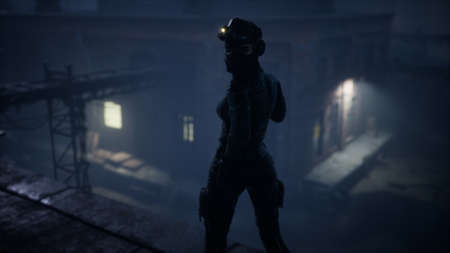 woman in the style of cyberpunk and postapocalypse