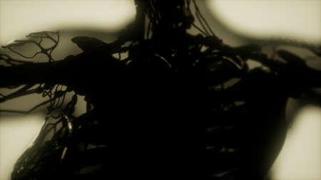 human skeleton bones scan glowing