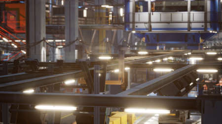 interior of car factory with a production line