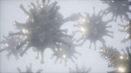 Bacteria virus or germs microorganism cells under microscope with depth