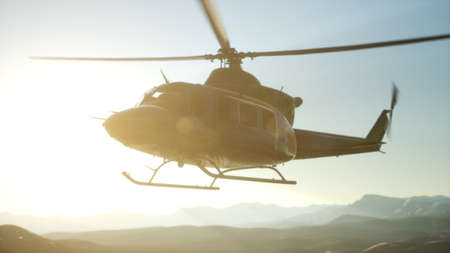 Slow Motion United States military helicopter in Vietnamの写真素材