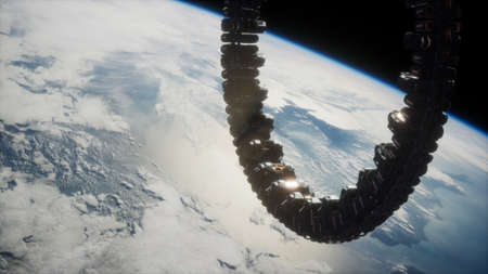 futuristic space station on Earth orbit.