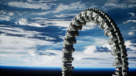 futuristic space station on Earth orbit.