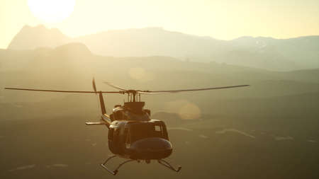 8K Slow Motion United States military helicopter in Vietnam