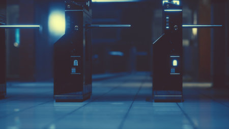 empty metro station during the coronavirus covid-19 pandemicの写真素材