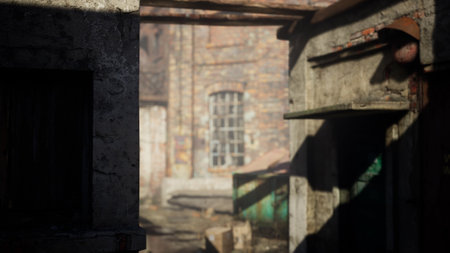 Abandoned Factory empty because of the coronavirus covid-19 epidemicの写真素材