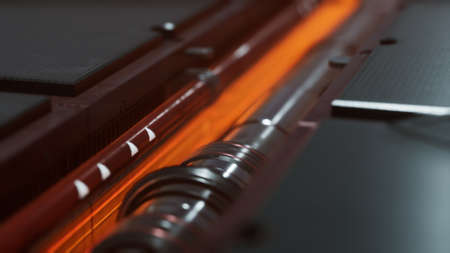 Futuristic motion background or Cyber Surface with metal and lightsの写真素材