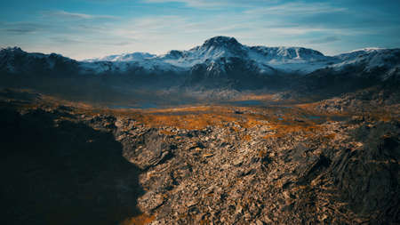 mountains with snow and dry hills in Chileの写真素材