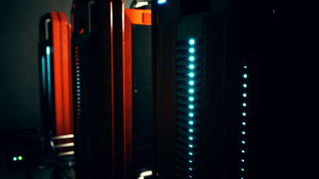 Clean industrial interior of a data server room with servers