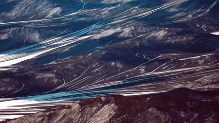 Aerial view of the mountains with glacier