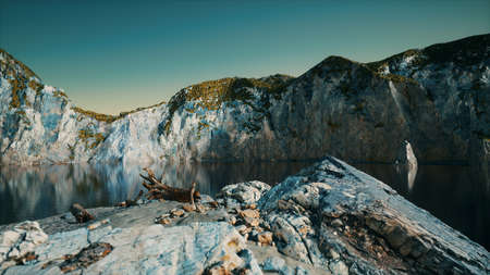 8K Sand beach among rocks at Atlantic Ocean coast in Portugalの写真素材