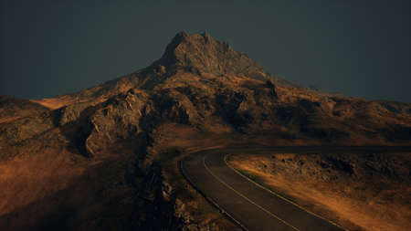 8K ocean road in Scotland at sunsetの写真素材