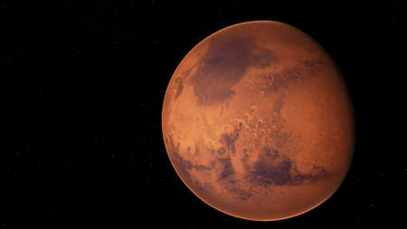 red planet Mars in the starry skyの写真素材