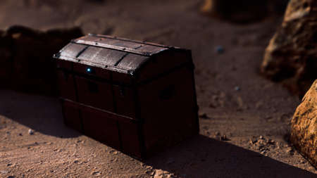 Wooden Treasure Box On The Beachの写真素材