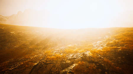 nepal mountains in fog at summerの写真素材