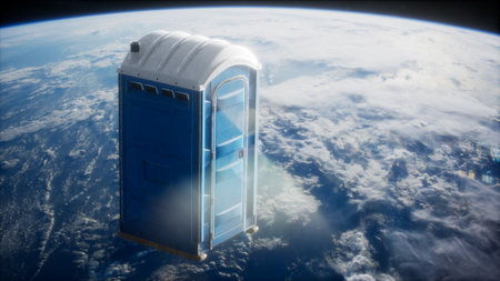 Portable street WC toilet cabin on Earth orbit