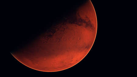 red planet Mars in the starry skyの写真素材