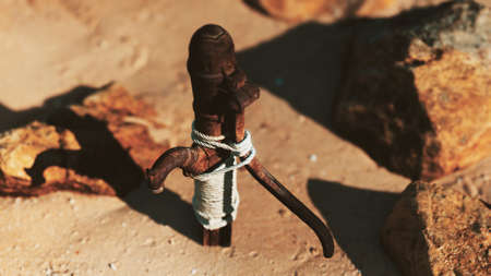 old abandoned hand water pump in desert