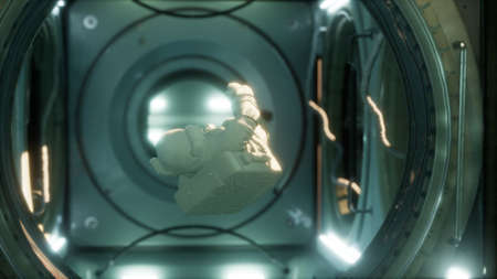 astronaut inside the orbital space station.