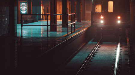 empty metro station during the coronavirus covid-19 pandemicの写真素材