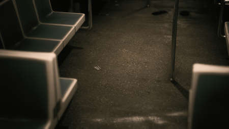 Inside of New York Subway empty carの写真素材
