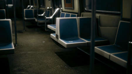 Inside of New York Subway empty carの写真素材