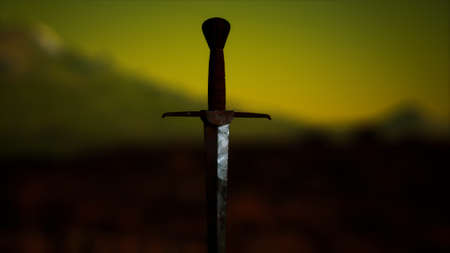 famous sword excalibur of King Arthur in the rockの写真素材