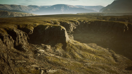 Typical landscape of the Iceland green hills