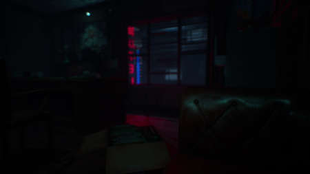 small retro office at night
