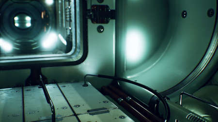 dark space ship futuristic interior