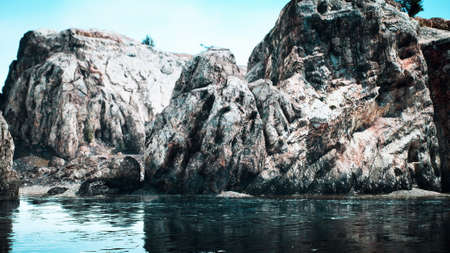 coastline with ocean and rocksの写真素材