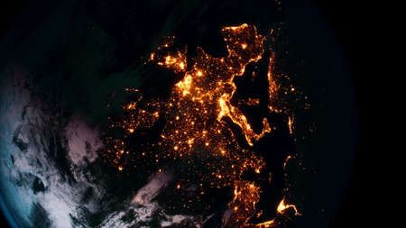 Beautiful space view of the Earth with cloud formationの写真素材