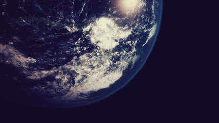 Earth planet viewed from space at night showing the lights of countriesの写真素材