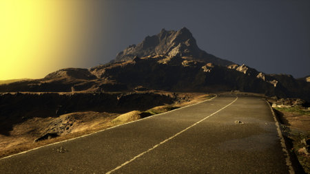 rural landscape with abandoned road at the Atlantic coast of Scotlandの写真素材
