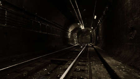 Deep metro tunnel under constructionの写真素材