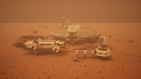 A cutting-edge base for colonizing Mars, featuring state-of-the-art technology and innovative design