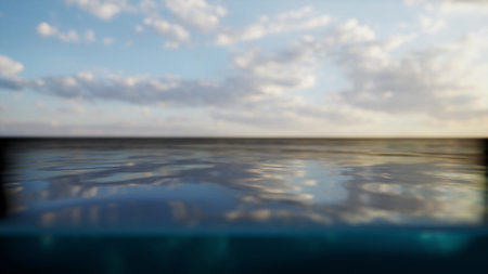 A serene and ethereal body of water captured in a mesmerizing blurの写真素材