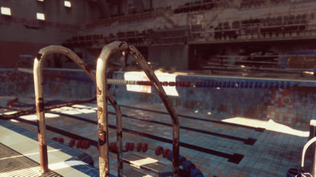 An empty swimming pool with no people in itの写真素材