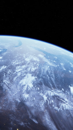 The photograph shows a view of planet Earth from the space shuttle, highlighting the curvature of...