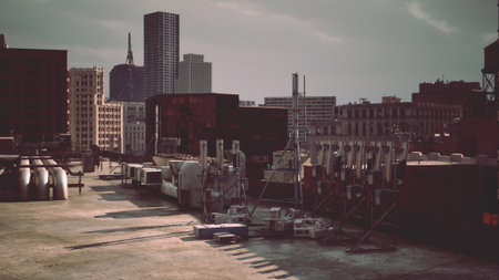 Panoramic View of City From Rooftopの写真素材