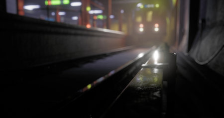 Soft light glimmers off rain soaked surfaces in a narrow alley. The darkness envelops the space...