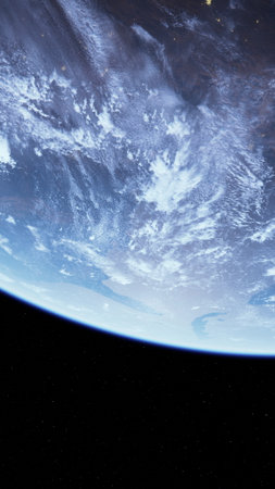 A unique perspective of planet Earth as seen from orbit aboard a space station, showcasing the...