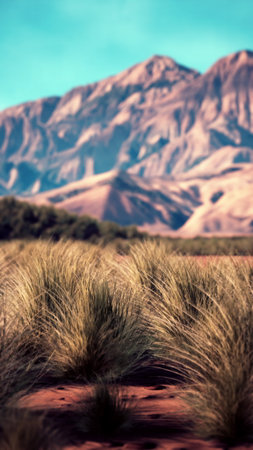 A barren desert with towering mountains in the background under a clear sky.の写真素材