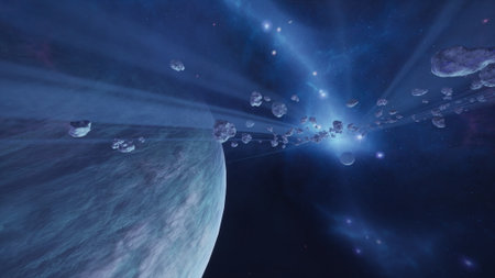 a large cluster of asteroids near an unknown planet
