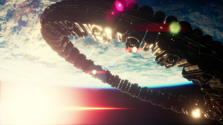 Unidentified alien spaceship flying near Earth