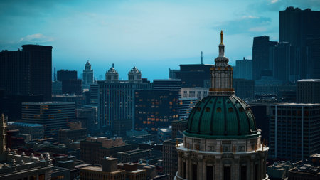 Panoramic Cityscape, A Breathtaking View of a Metropolis From a Towering Buildingの写真素材