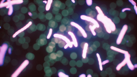 Swirling shapes of pink and blue create a mesmerizing scene full of energy and movement. This lively display evokes a sense of wonder and imagination, inviting viewers to get lost in the beauty.の写真素材