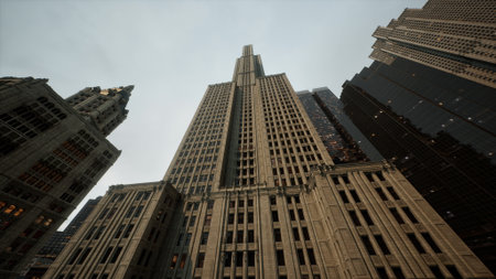 Tall buildings stretch toward the sky as the twilight casts a soft glow. The contrast of old and new...