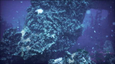 Bright colors and intriguing shapes can be seen in the deep ocean scene. Fish swim gracefully near...