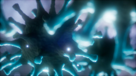 Delve into the fascinating world of microscopic organisms illuminated by shimmering lights.